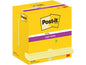 Post-it Fiche de bloc-notes Super Sticky 76 x 127 mm, Jaune, 12 blocs