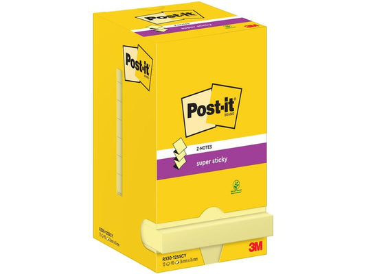 Post-it Fiche de bloc-notes Super Sticky Z-Notes 76 x 76 mm, jaune
