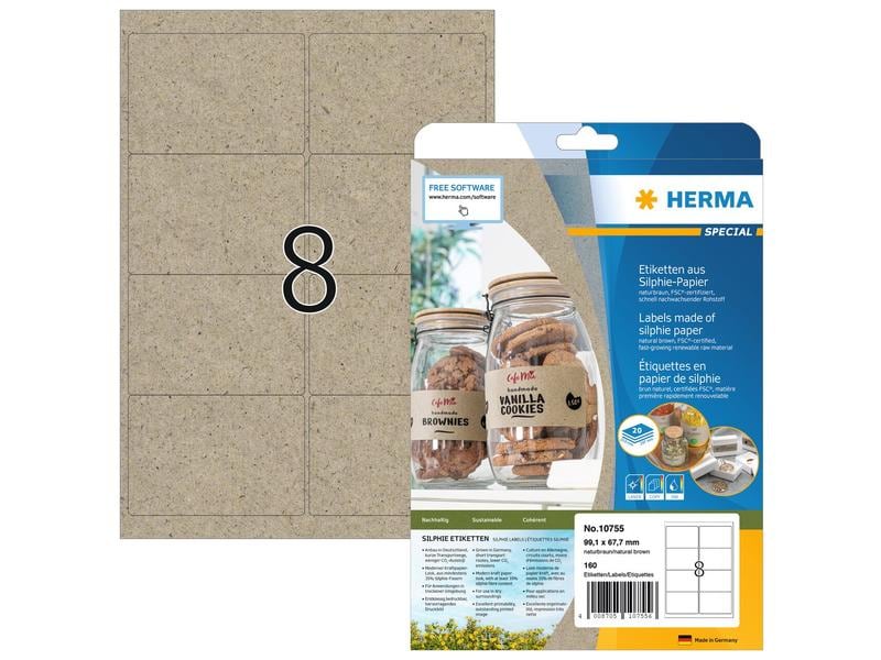 HERMA Étiquettes universelles 99.1 x 67.7 mm, 20 feuille, brun
