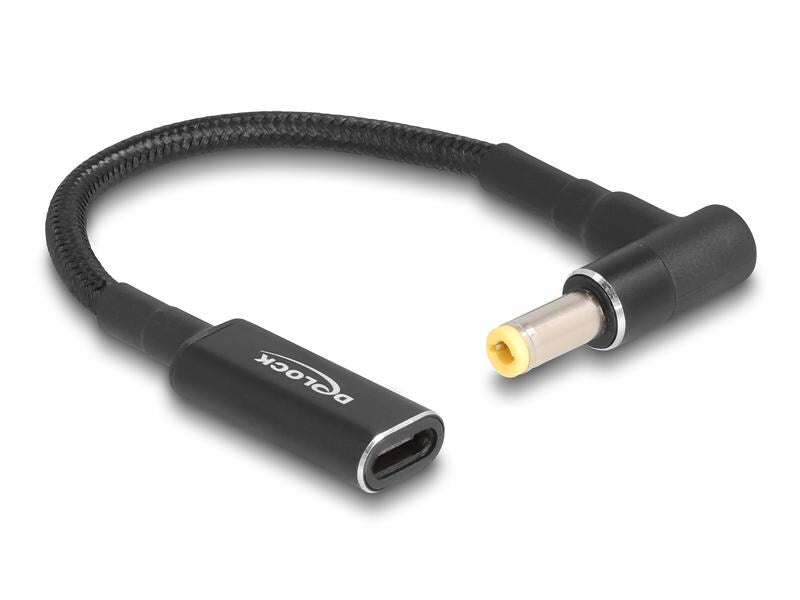 Delock Câble de chargement USB-C à 5.5 x 2.5 mm mâle angulé à 90°, 15 cm