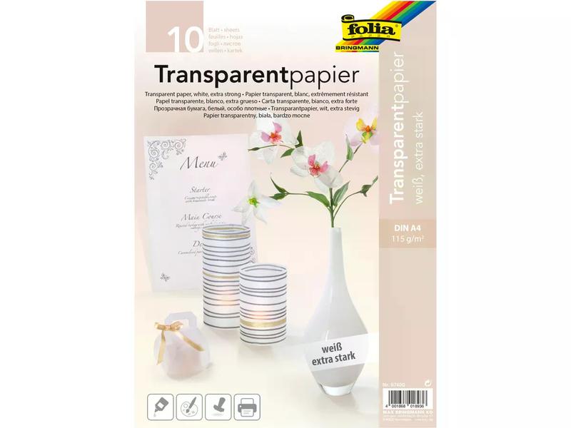 Folia Papier transparent A4, 115 g/m²,  10 Pièce/s, Blanc