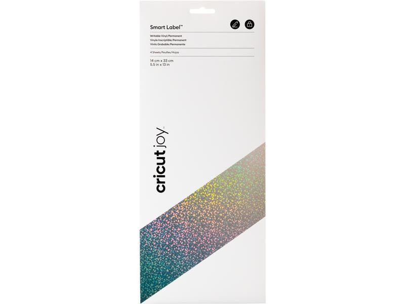 Cricut Film de vinyle Joy 14 x 33 cm, 4 feuilles, holographique argent