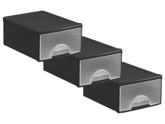 Rotho Boîte à tiroirs 3 pièces, Transparent