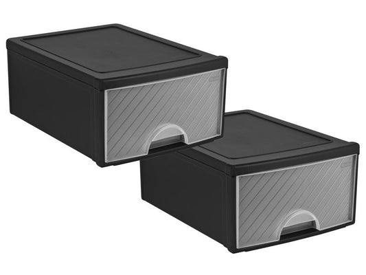 Rotho Boîte à tiroirs 2 pièces, Transparent