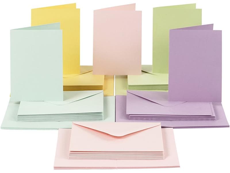 Creativ Company Carte vierge et enveloppe 10.5 x 15 cm, 50 pièces, pastel
