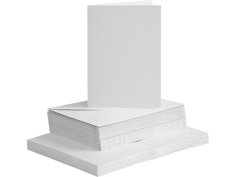 Creativ Company Carte vierge et enveloppe 10.5 x 15 cm, 50 pièces, blanc