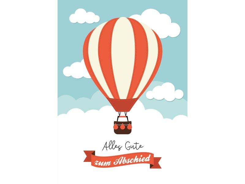 Cart Carte d’adieu Ballon à air chaud A4