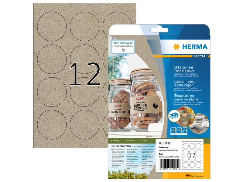 HERMA Étiquettes rondes Ø 60 mm, 20 feuille