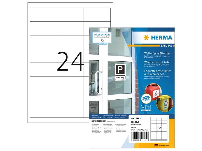 HERMA Labels pour l’extérieur 66 x 33.8 mm, 80 feuilles
