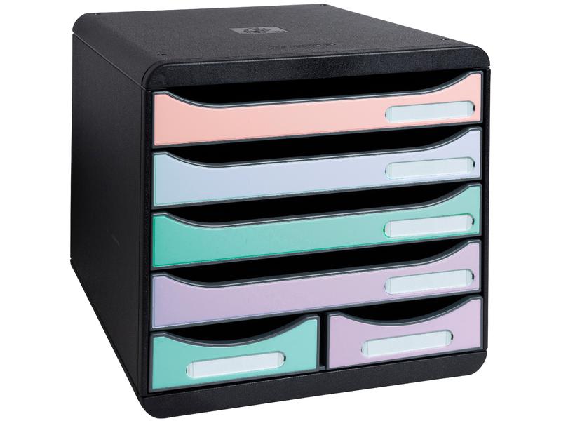 Exacompta Boîte à tiroirs Big-Box Maxi 6 tiroirs, Multicolore Aquarel