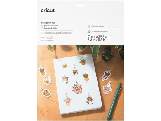 Cricut Film de vinyle Joy Xtra imprimable A4, 10 pièces, Argenté