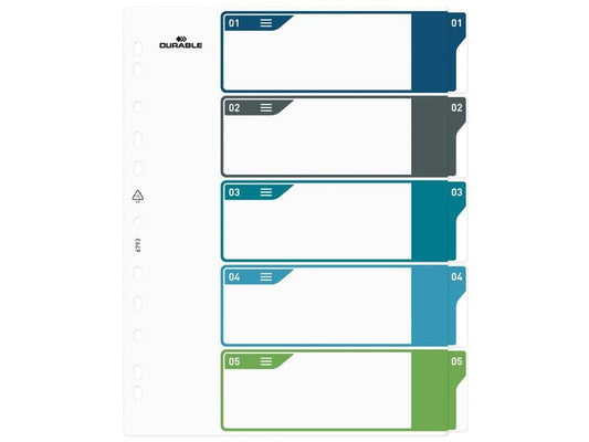 DURABLE Registre A4+, 1-5, 5 couleurs