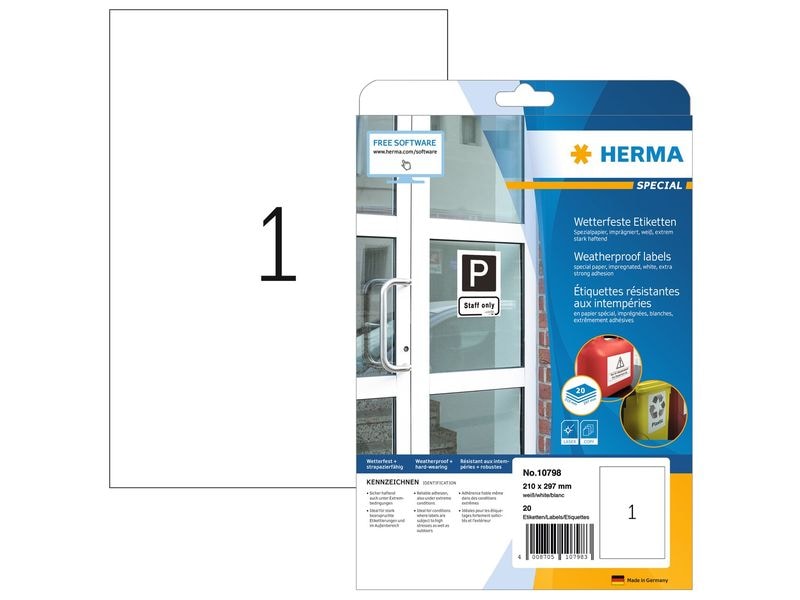 HERMA Labels pour l’extérieur 210 x 297 mm, 20 feuilles