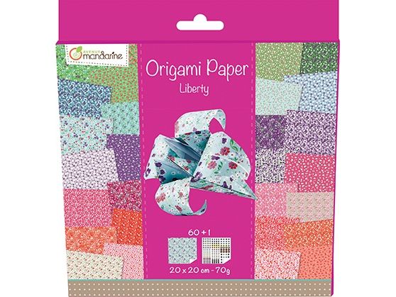 Avenue Mandarine Feuilles origami Origami Liberty 60 feuilles 20 x 20 cm
