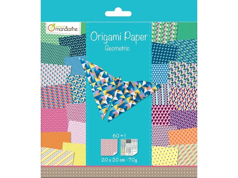 Avenue Mandarine Feuilles origami Origami Géométrique 60 feuilles, 20 x 20 cm
