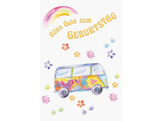 ABC Carte de félicitations Bus hippie B6