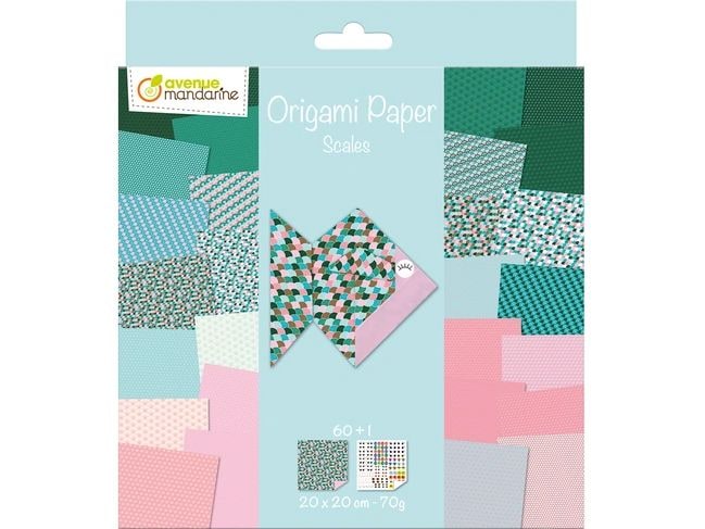 Avenue Mandarine Feuilles origami Origami Scale 60 feuilles, 20 x 20 cm