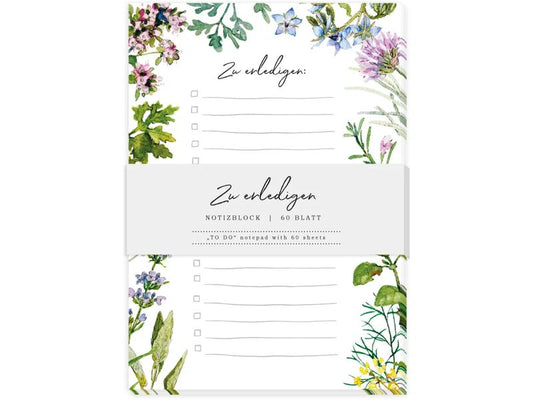 Grätz Carnet de notes ToDo Herbes A6, À lignes, Blanc