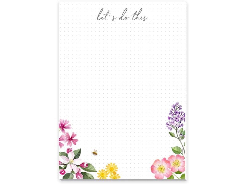 Grätz Carnet de notes ToDo Prairie fleurie A6, Pois, Blanc