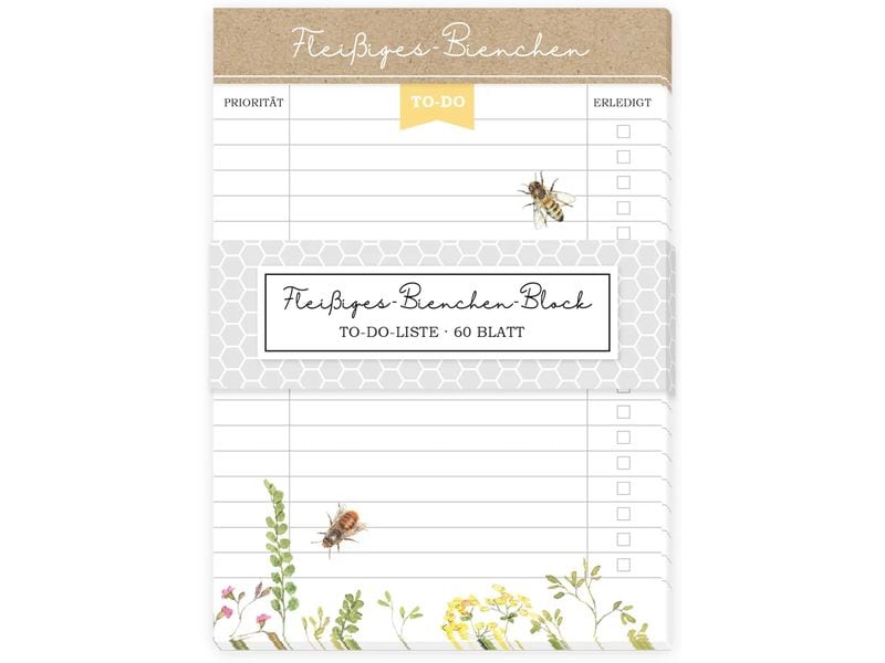 Grätz Carnet de notes ToDo abeilles A6, À lignes, Blanc