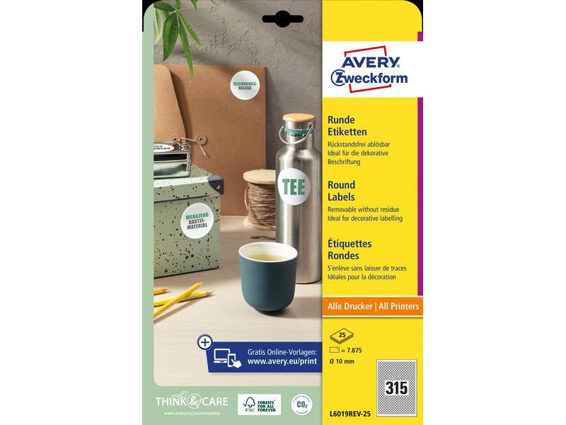 Avery Zweckform Étiquettes rondes L6019REV 10 mm
