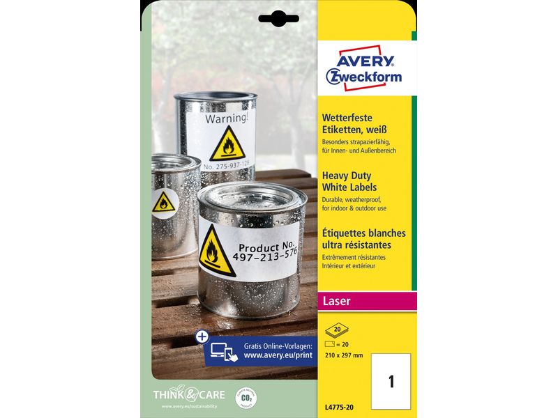 Avery Zweckform Étiquettes universelles L4775-20 20 feuilles