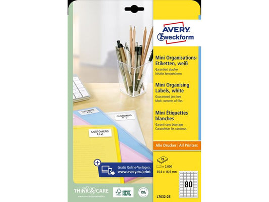 Avery Zweckform Mini-étiquettes L7632 - 25 35,6 x 16,9 mm