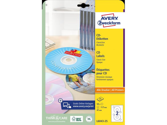 Avery Zweckform Étiquettes pour CD L6043 117 mm