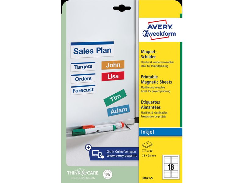 Avery Zweckform Panneaux magnétiques 78 x 28 mm, 5 feuille