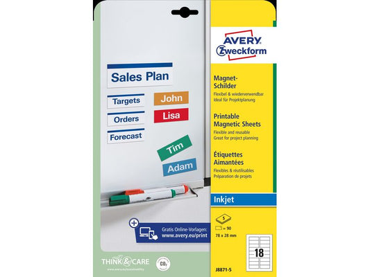 Avery Zweckform Panneaux magnétiques 78 x 28 mm, 5 feuille