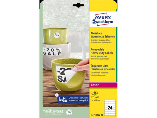 Avery Zweckform Étiquettes universelles 70 x 37 mm, 20 feuille