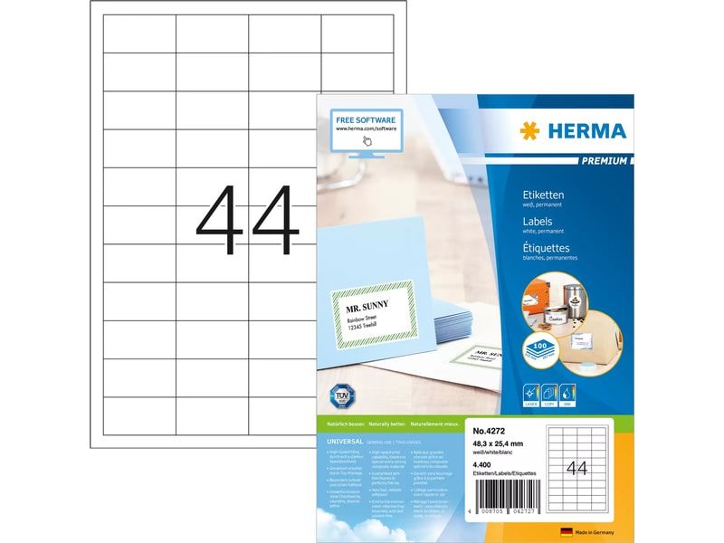 HERMA Étiquettes multi-usage Premium 48.3 x 25.4 mm, 100 feuilles