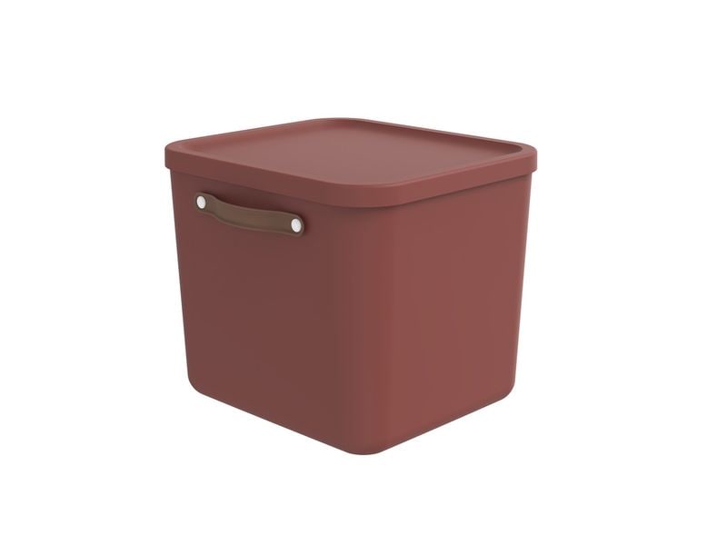 Rotho Boîte de rangement Maloja 40 l, Iron Rouge