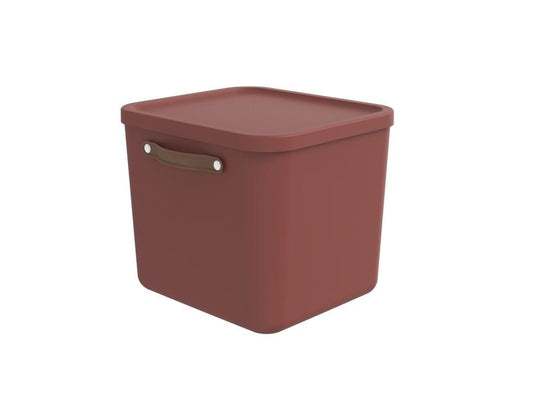 Rotho Boîte de rangement Maloja 40 l, Iron Rouge