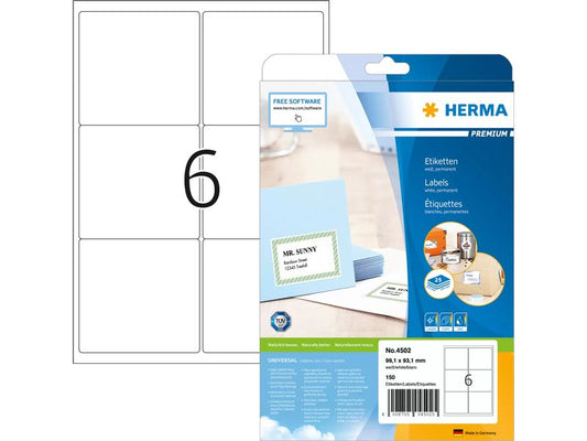 HERMA Étiquettes universelles Premium, 99.1 x 93.1 cm, 150 étiquettes