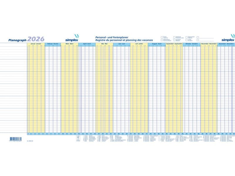 Simplex Pianificatore annuale Planograph 2026 3 pièces