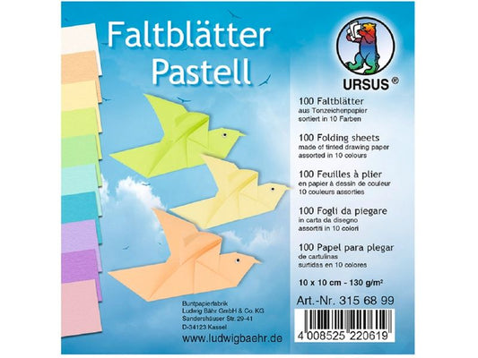 URSUS Feuilles origami Pastel, 100 feuilles