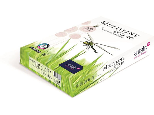Antalis Papier pour photocopie Multiline Eco 50 A4, Blanc, 80 g/m²,2500 feuilles