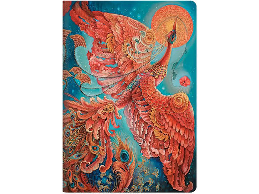 Paperblanks Carnet de notes Oiseaux de la chance A4, ligné, bleu / rouge