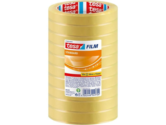 tesa Ruban adhésif Standard 10 rouleaux, 66m x 15 mm