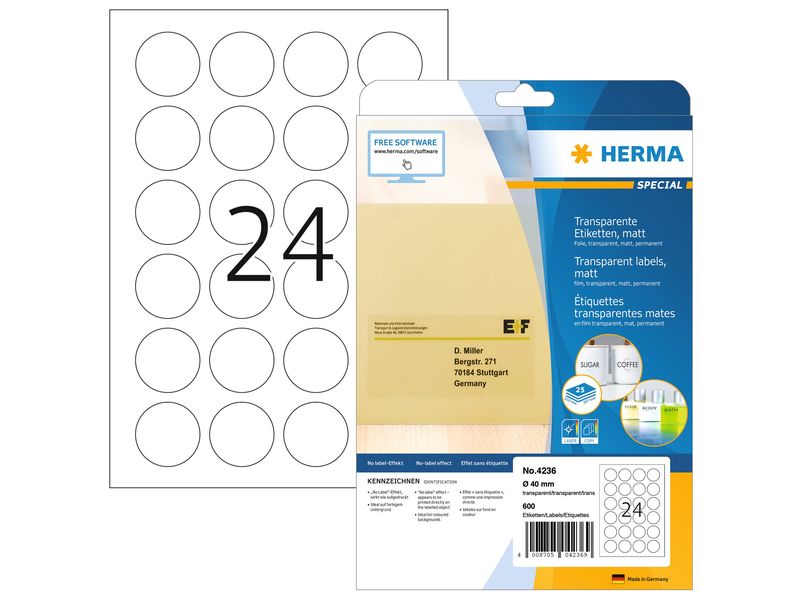 HERMA Étiquettes rondes Étiquettes de fermeture 4236 40 mm