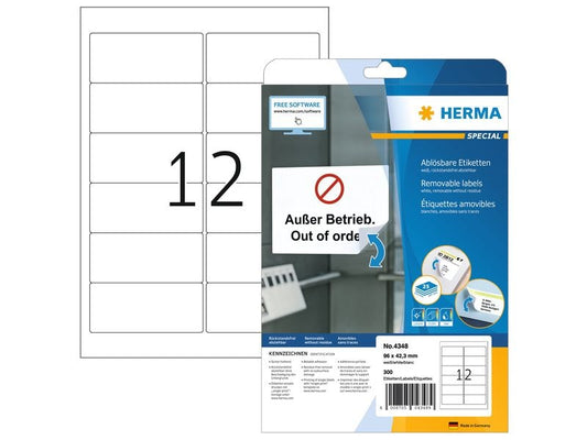 HERMA Étiquettes universelles Movables 96 x 42.3 mm300 labels