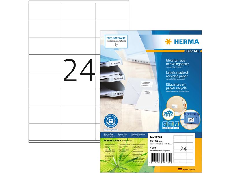 HERMA Étiquettes universelles 70 x 36 mm, 80 feuille