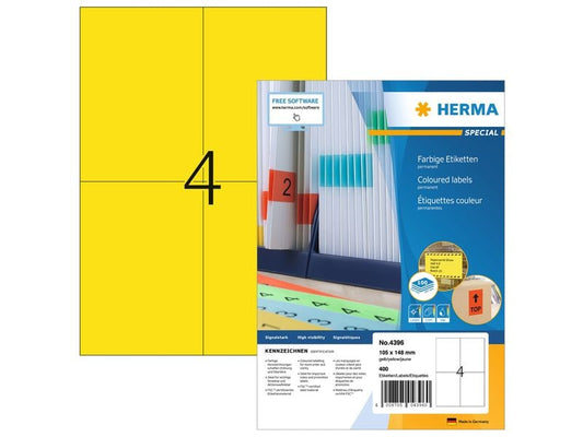 HERMA Étiquettes universelles 105 x 148 mm Jaune, 400 étiquettes