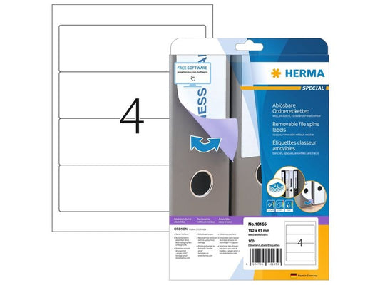 HERMA Étiquettes à classeur 10165 192 x 61 mm ablösbar, Weiss
