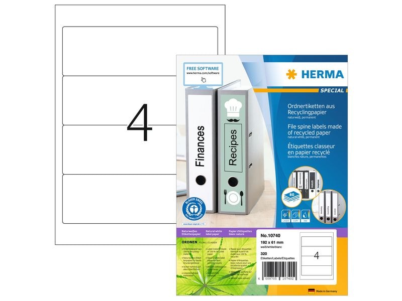 HERMA Étiquettes à classeur 192 x 61 mm, 80 feuille