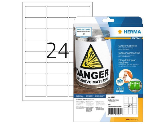 HERMA Labels pour l’extérieur 9532 63.5 x 33.9 mm240 Labels