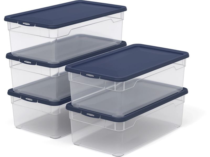Rotho Boîte de rangement CLEAR Bleu, 5 pcs.