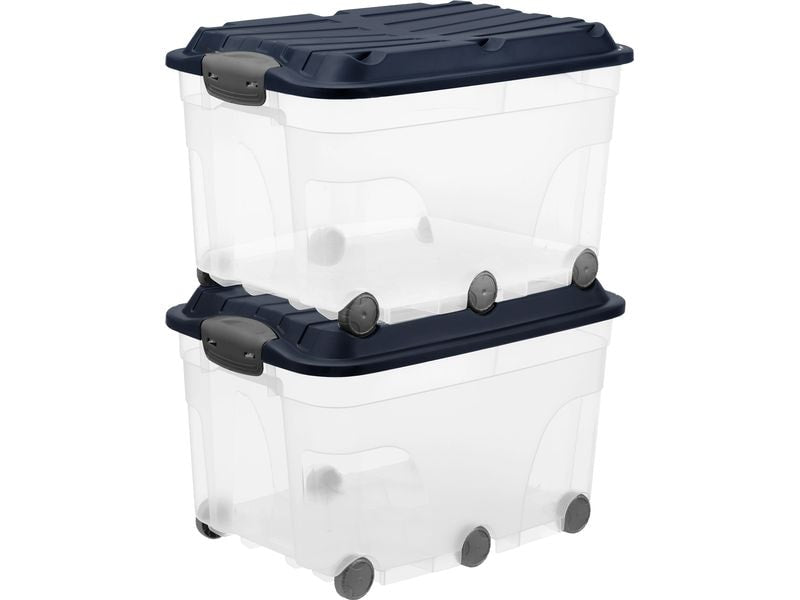 Rotho Boîte de rangement ROLLER6 Bleu, 2 pcs.