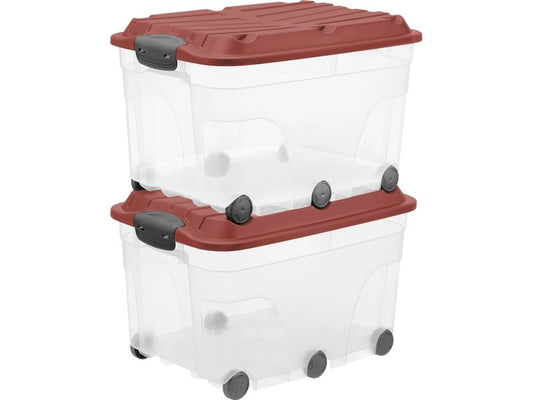 Rotho Boîte de rangement ROLLER6 Rouge, 2 pcs.